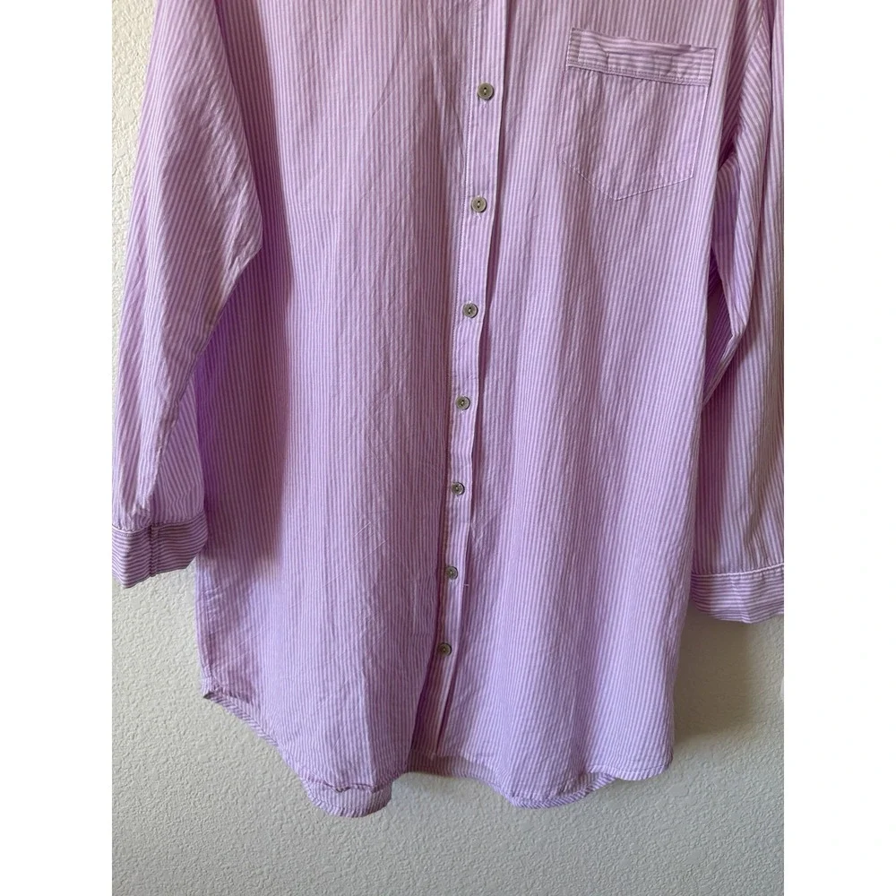 Victorias Secret Womens Sleep Shirt Dress Purple Stripe 100% Cotton L